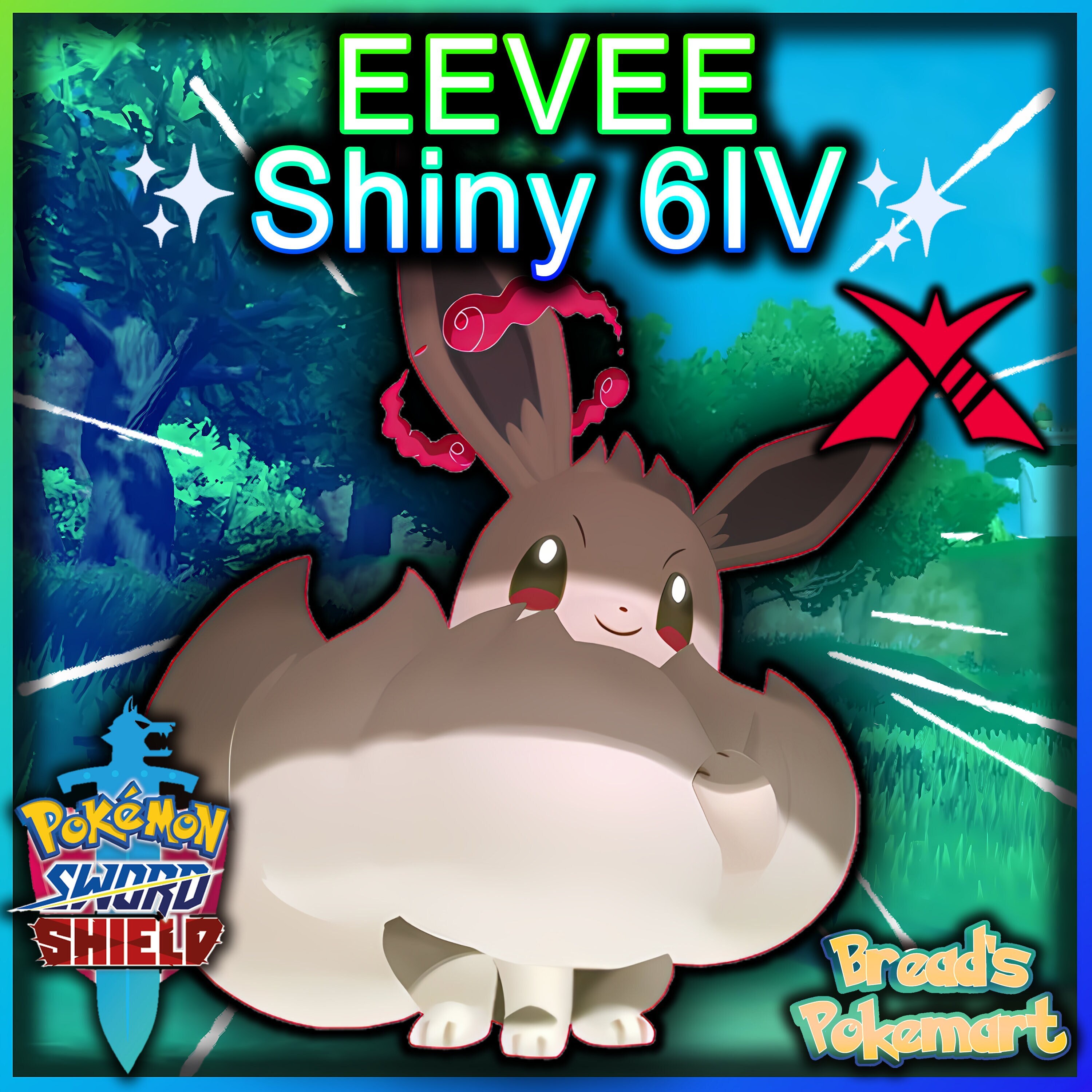 8 Shiny 6IV Eevee Evolutions + 2 Gmax Eevee /w Master Balls Pokemon Sword  Shield