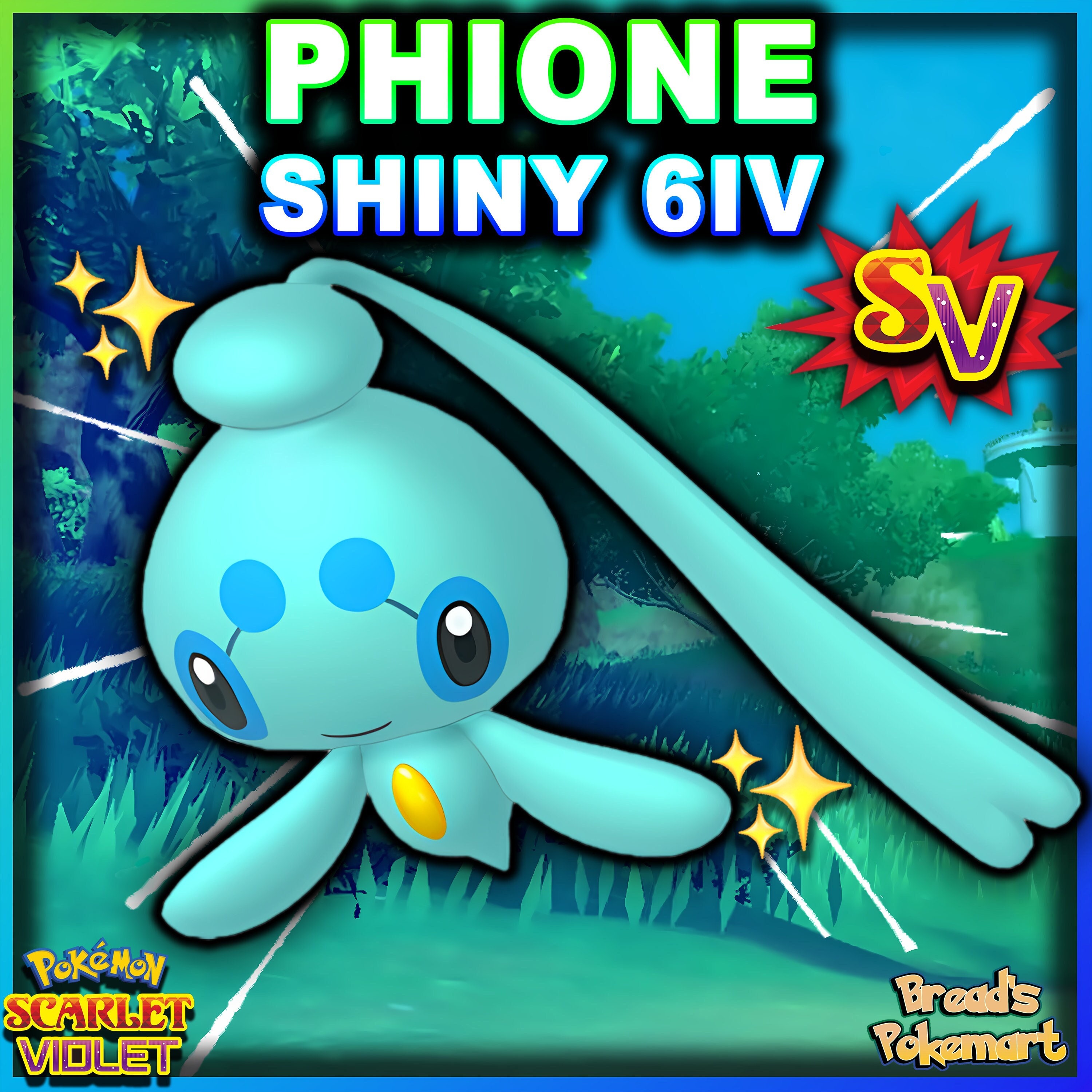 Pokemon Brilliant Diamond and Shining Pearl Manaphy and Shiny Phione Bundle  6IV