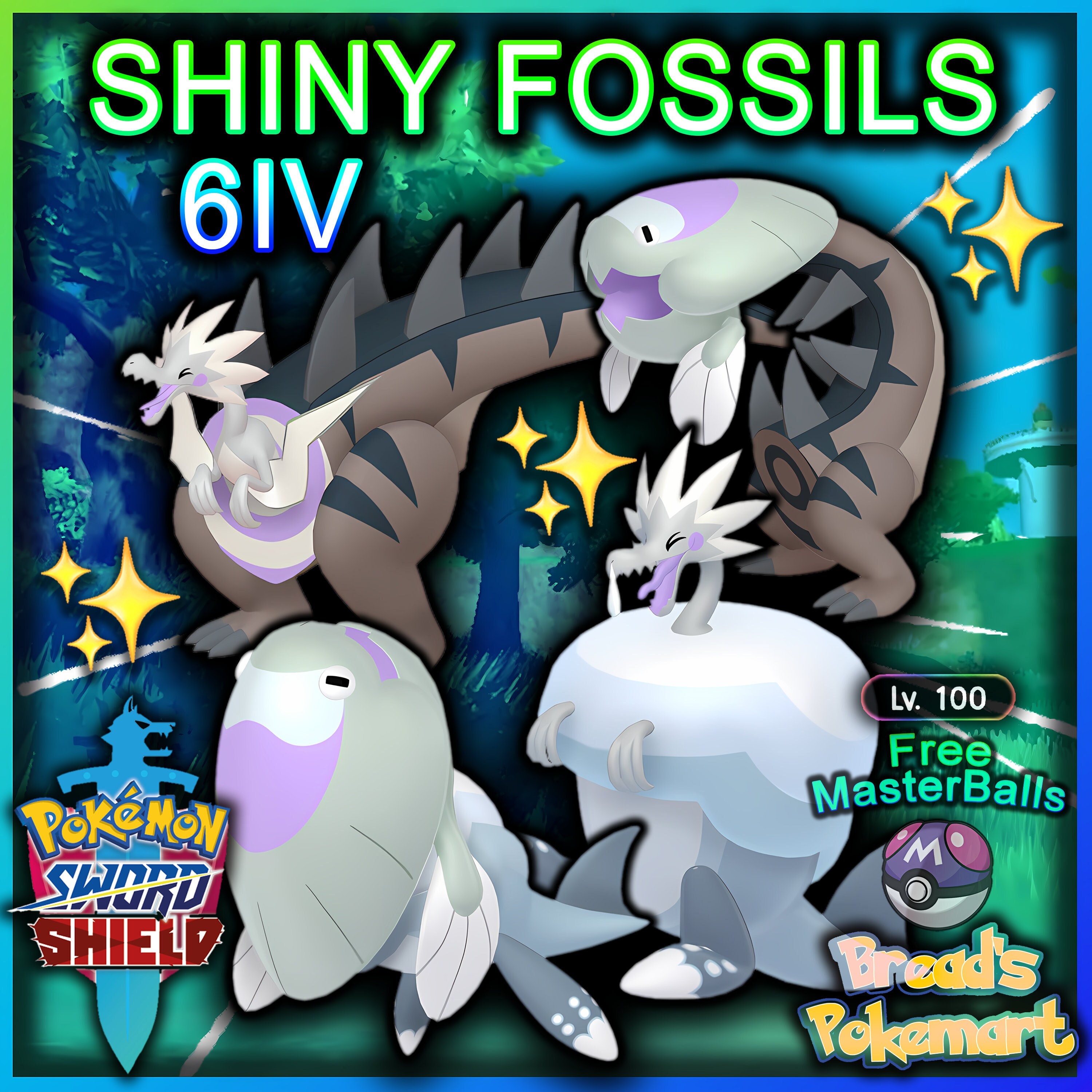  elymbmx Shiny 6IV Kyurem, Reshiram and Zekrom Legendaries with  Master Balls Bundle for Sword & Shield : Video Games