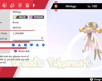 Shiny Nihilego 6IV Pokemon S/M US/UM Sword/shield Fast 