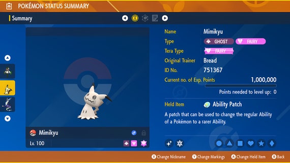 Pokemon Scarlet and Violet Marked Shiny Mimikyu 6IV-EV Trained