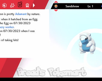 Shiny Sandshrew/Sandslash Alola Form 6IV Pokemon S/M US/UM Let's Go  Sword/Shield