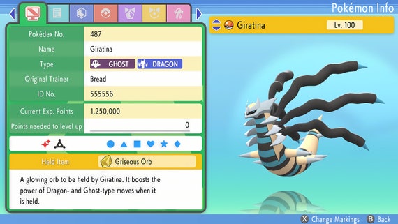 Pokemon Shiny Giratina Origin-LV40-3 Moves-Trade 20k or 1M or 30 days  friendship