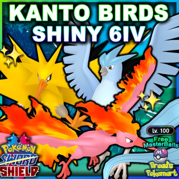 Shiny 6IV Articuno Zapdos Moltres Legendary Birds Pokemon 