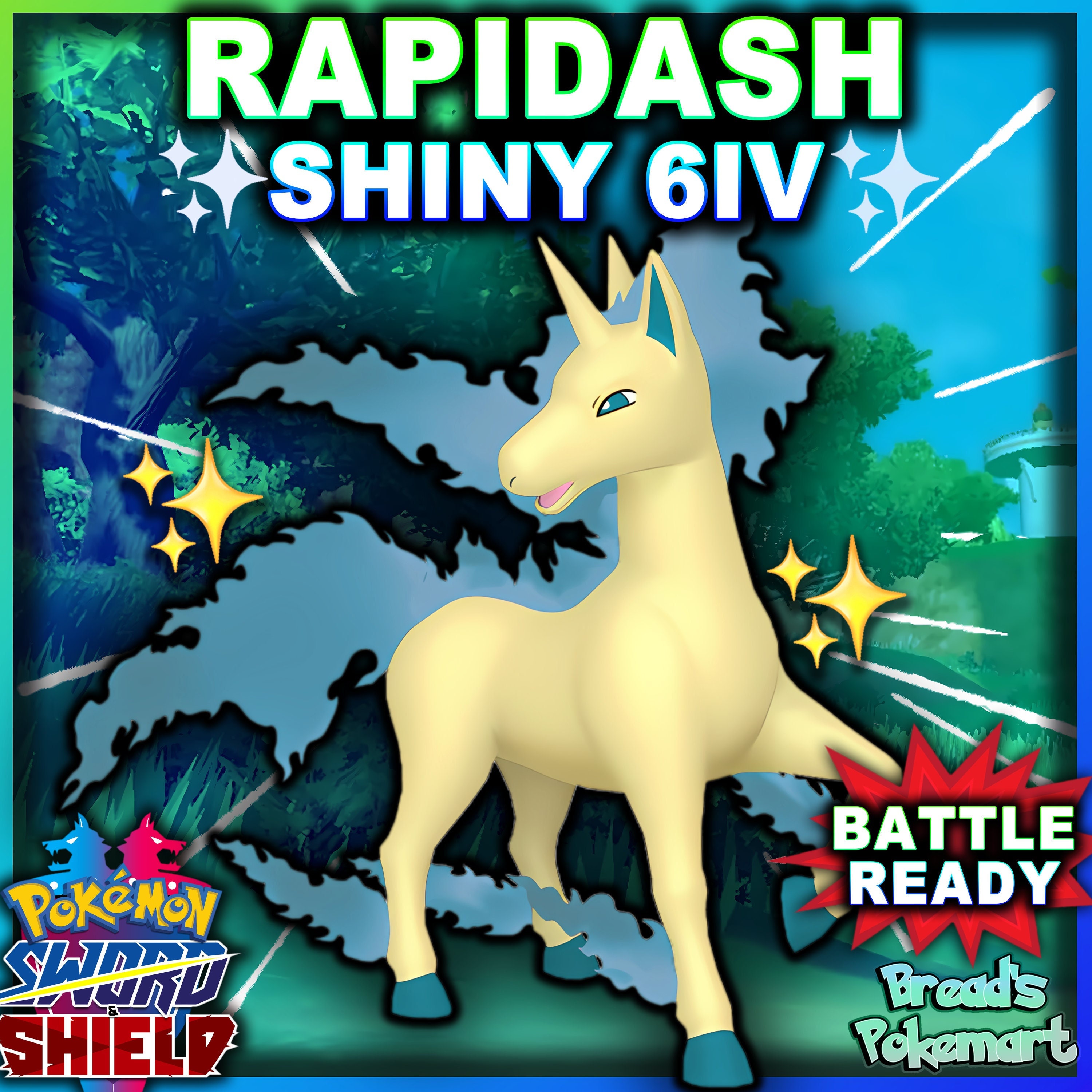 Shiny Rapidash / Pokemon Let's Go / 6IV Pokemon / Shiny Pokemon