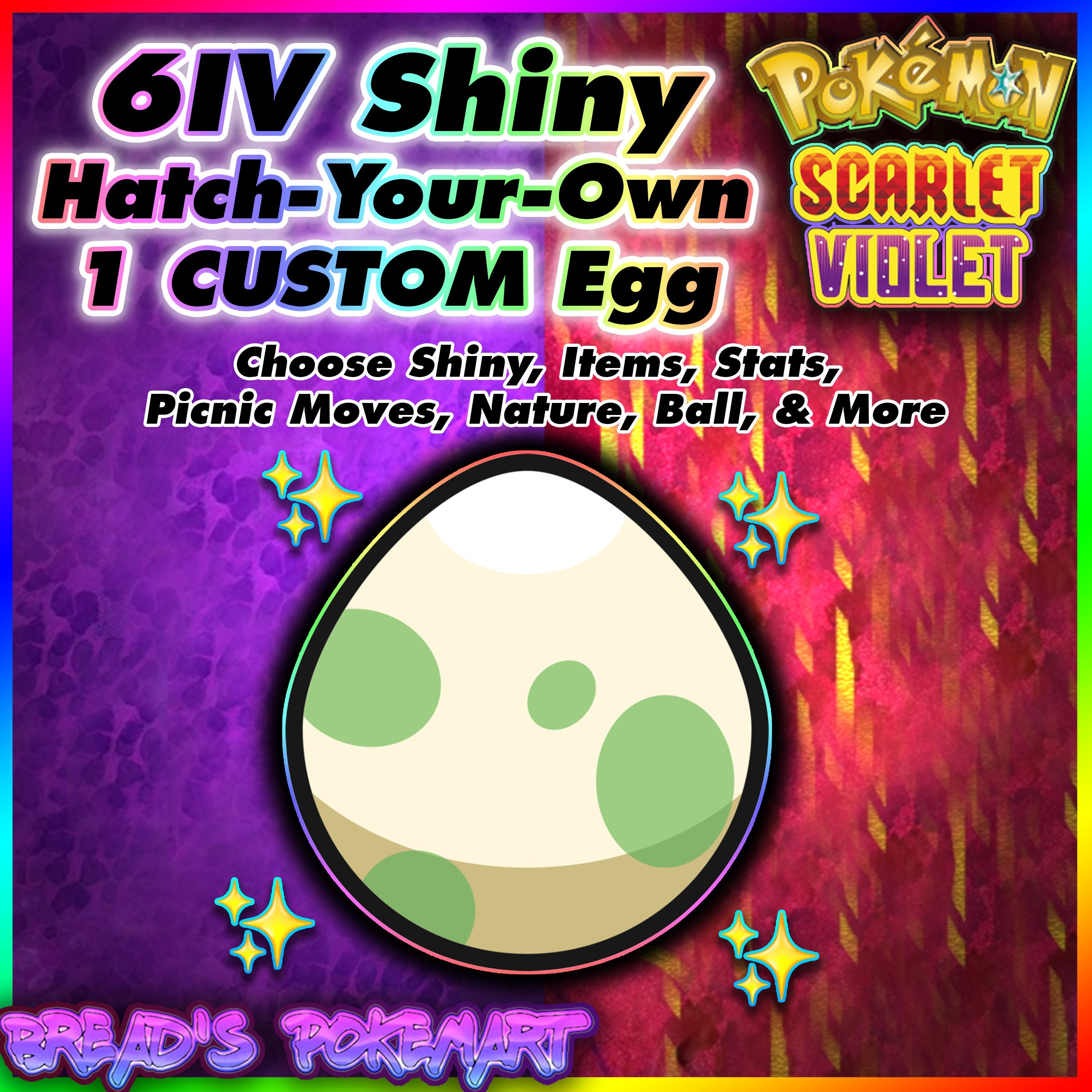 Any Custom Pokemon ✨Your Own OT & ID / 6IV / Shiny Pokemon Scarlet & Violet  ✨