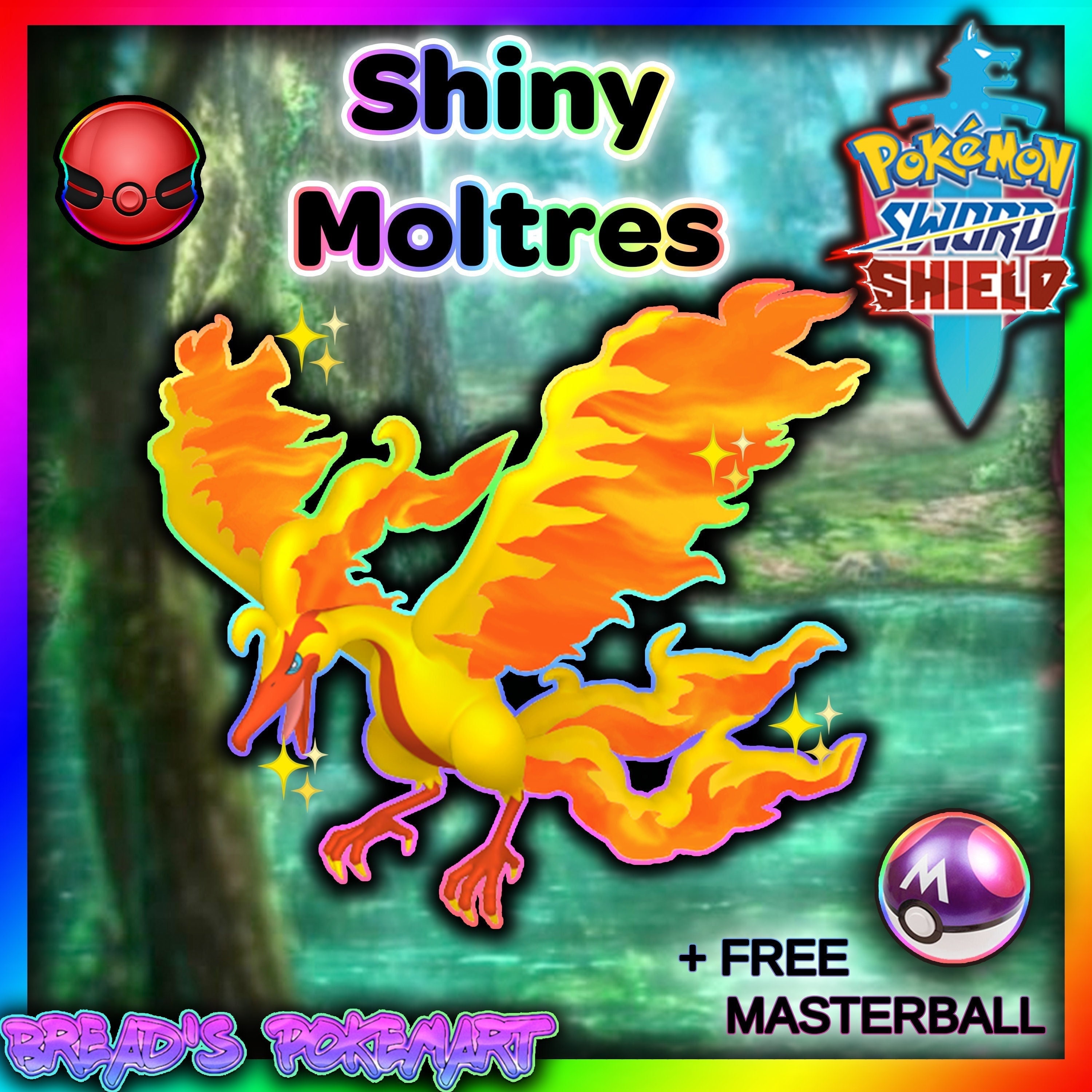 Pokemon Sword and Shield Shiny Moltres 6IV-EV Trained