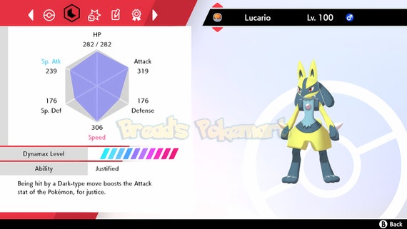 Pokemon Shiny lucario lv 100