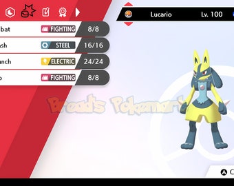 Pokemon Sword and Shield Ultra Shiny Lucario 6IV Competitively Trained –  Pokemon4Ever