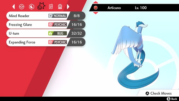 Pokemon Sword and Shield Ultra Shiny Articuno 6IV-EV Trained