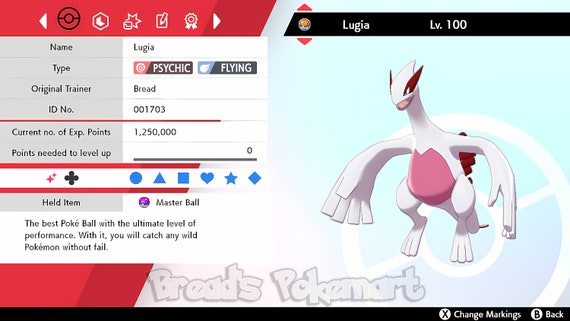 Ultra Shiny 6IV LUGIA / Pokemon Sword and Shield / Johto 