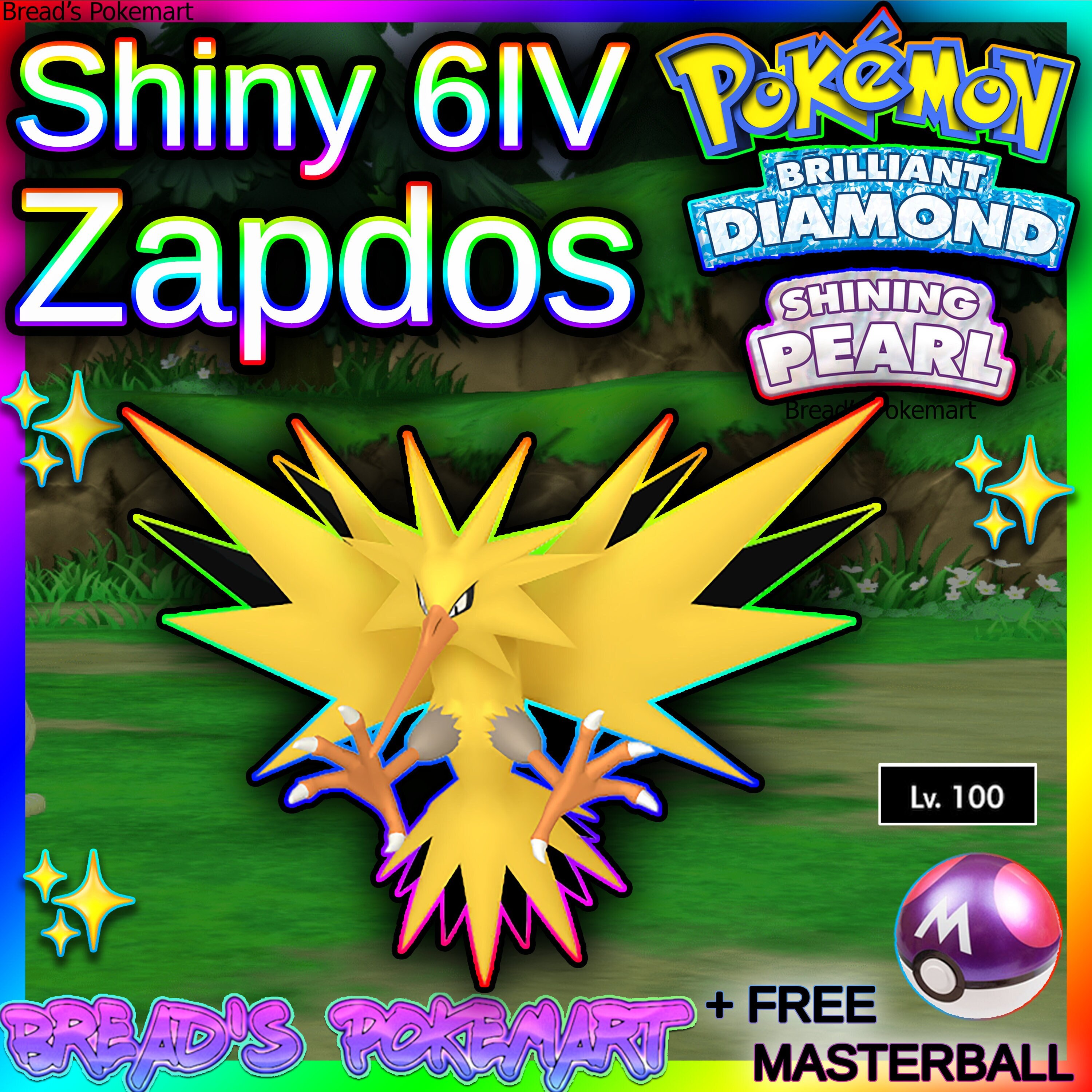 Pokemon Sword and Shield Shiny Zapdos 6IV-EV Trained