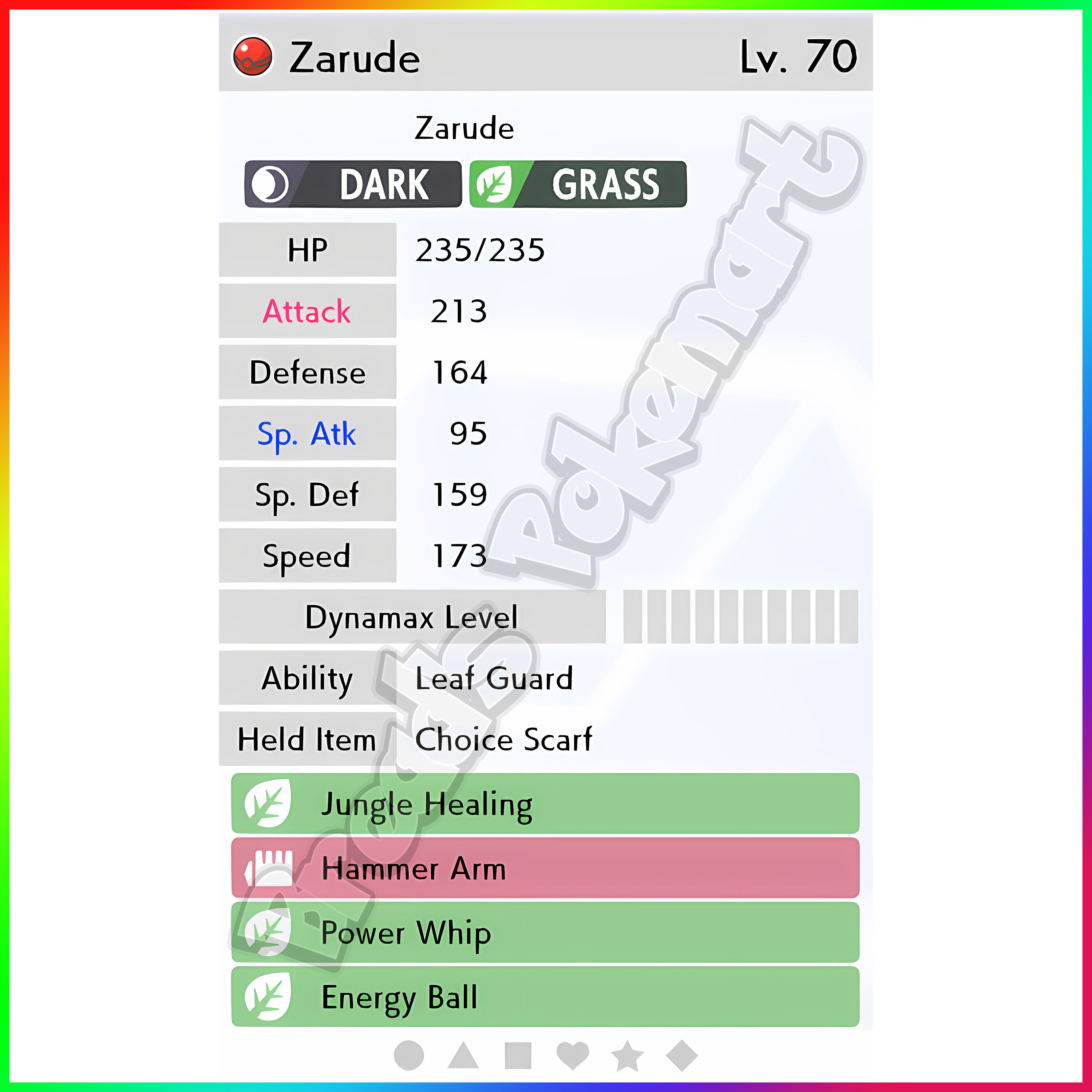 Legit 6IVs! Dada Zarude (Scarf Zarude) + free item for Pokemon Sword/Shield
