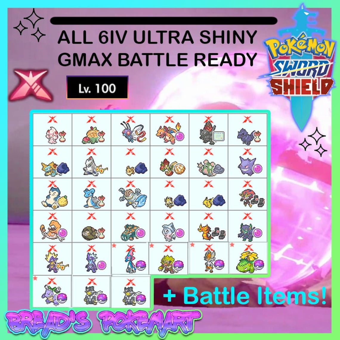 Pokemon Sword and Shield ALL 33 GMAX Pokemon alternate Forms Etsy