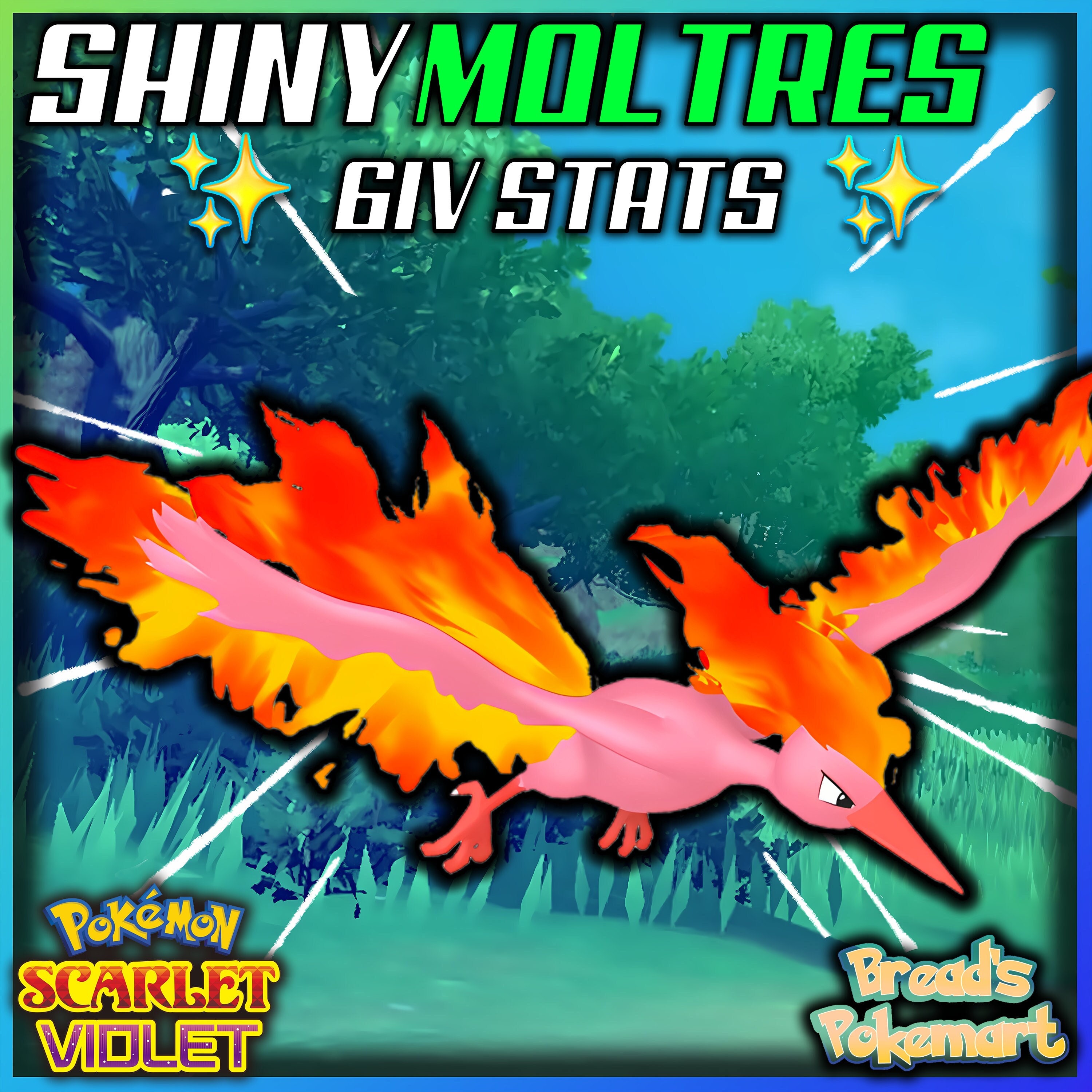 Moltres Kanto Shiny 6IV // Pokemon Scarlet & Violet // Evs 