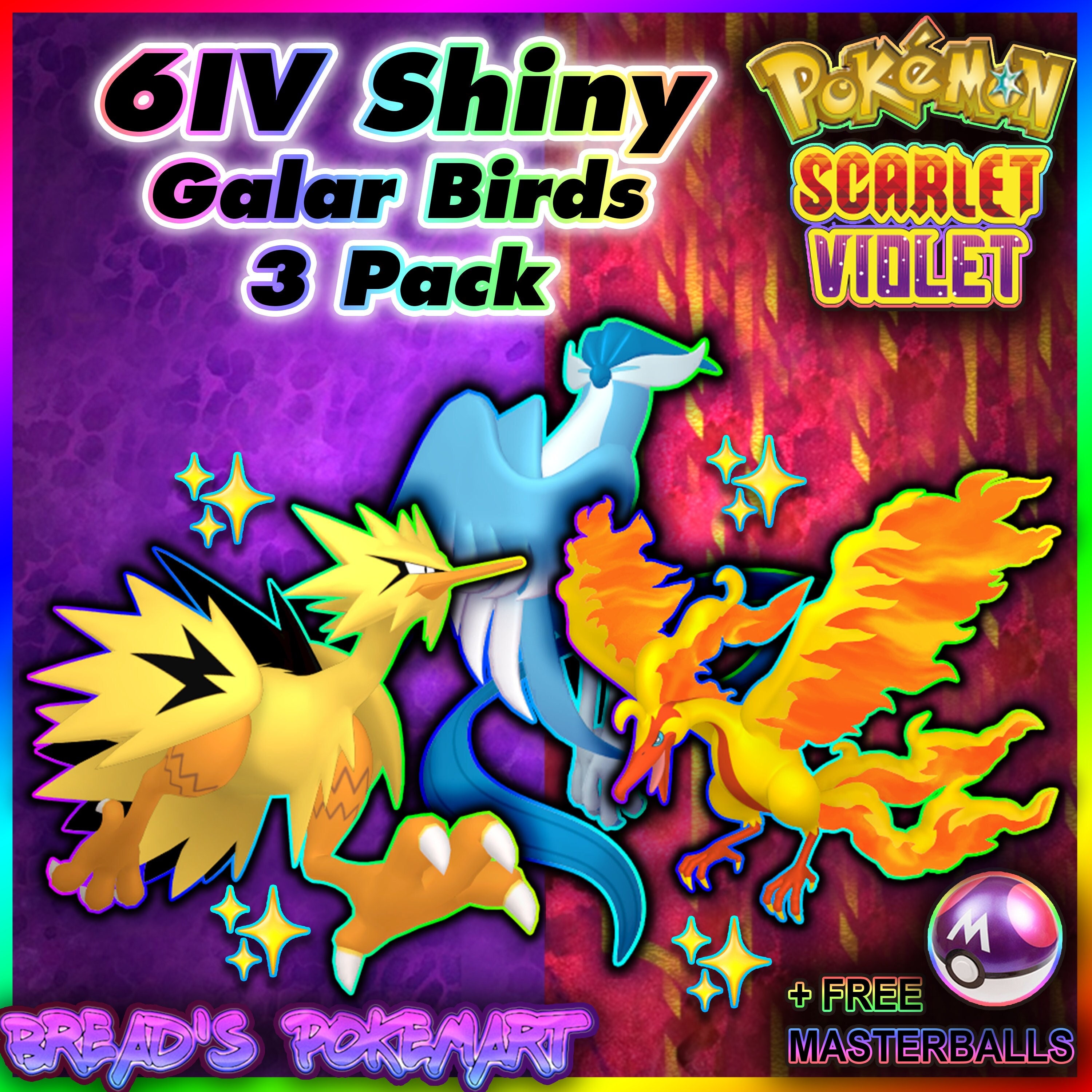 Shiny Articuno/zapdos/moltres Pack Bundle 6IV Pokemon -  Sweden