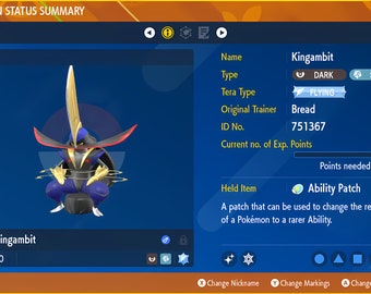 KINGAMBIT ✨SHINY✨/NonShiny 6IV - Pokemon SCARLET and VIOLET Battle Ready  VGC EVs