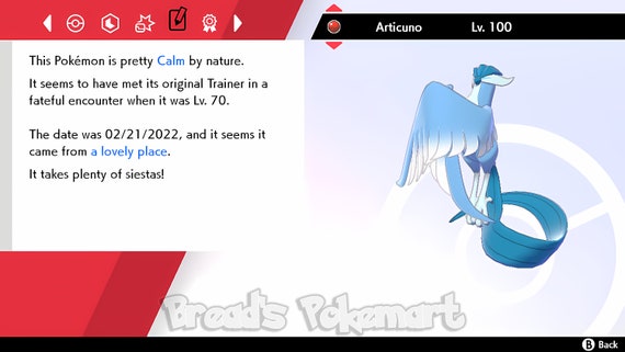 Pokemon Sword and Shield Ultra Shiny Articuno 6IV-EV Trained