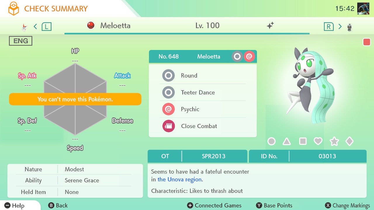 🌟Meloetta Rare Event 6iv Best Stats Low & High Level Pokemon Home🌟