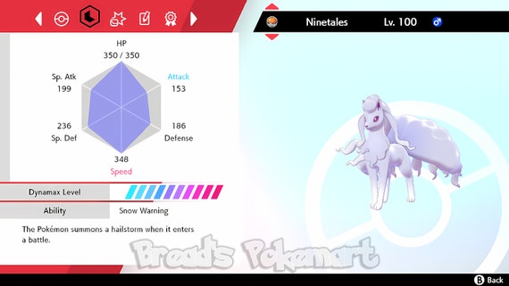 Shiny Alolan Ninetales / Pokemon Let's Go / 6IV Pokemon / Shiny Pokemon