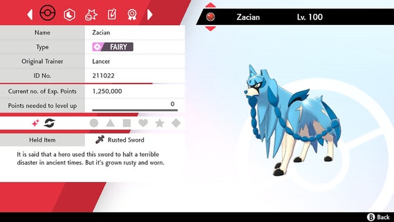 6IV Shiny Legendary Zacian / Pokemon Sword and Shield / 6IV Pokemon