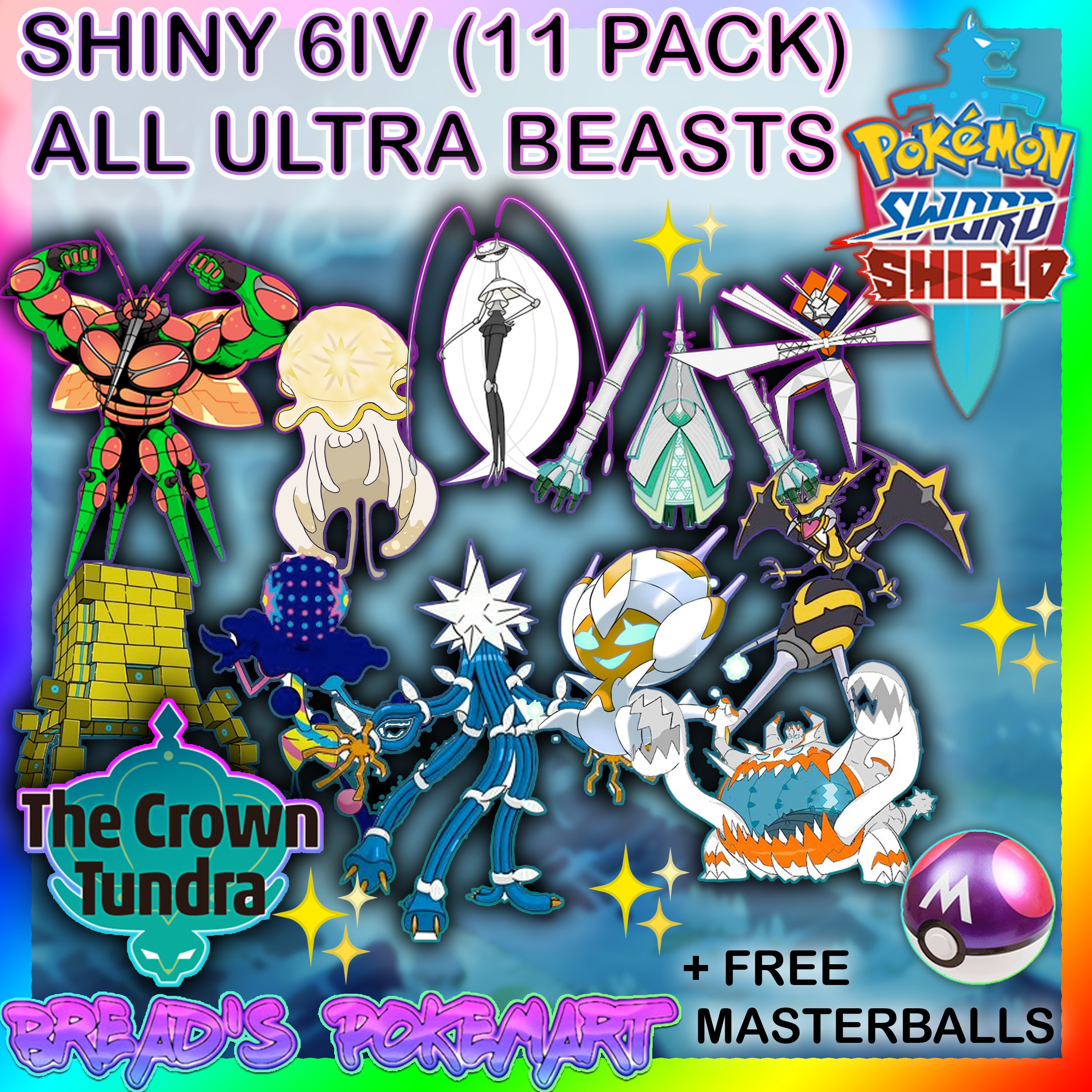 Pokemon Sword & Shield / 6IV ALL 11 SHINY Ultra Beasts / 