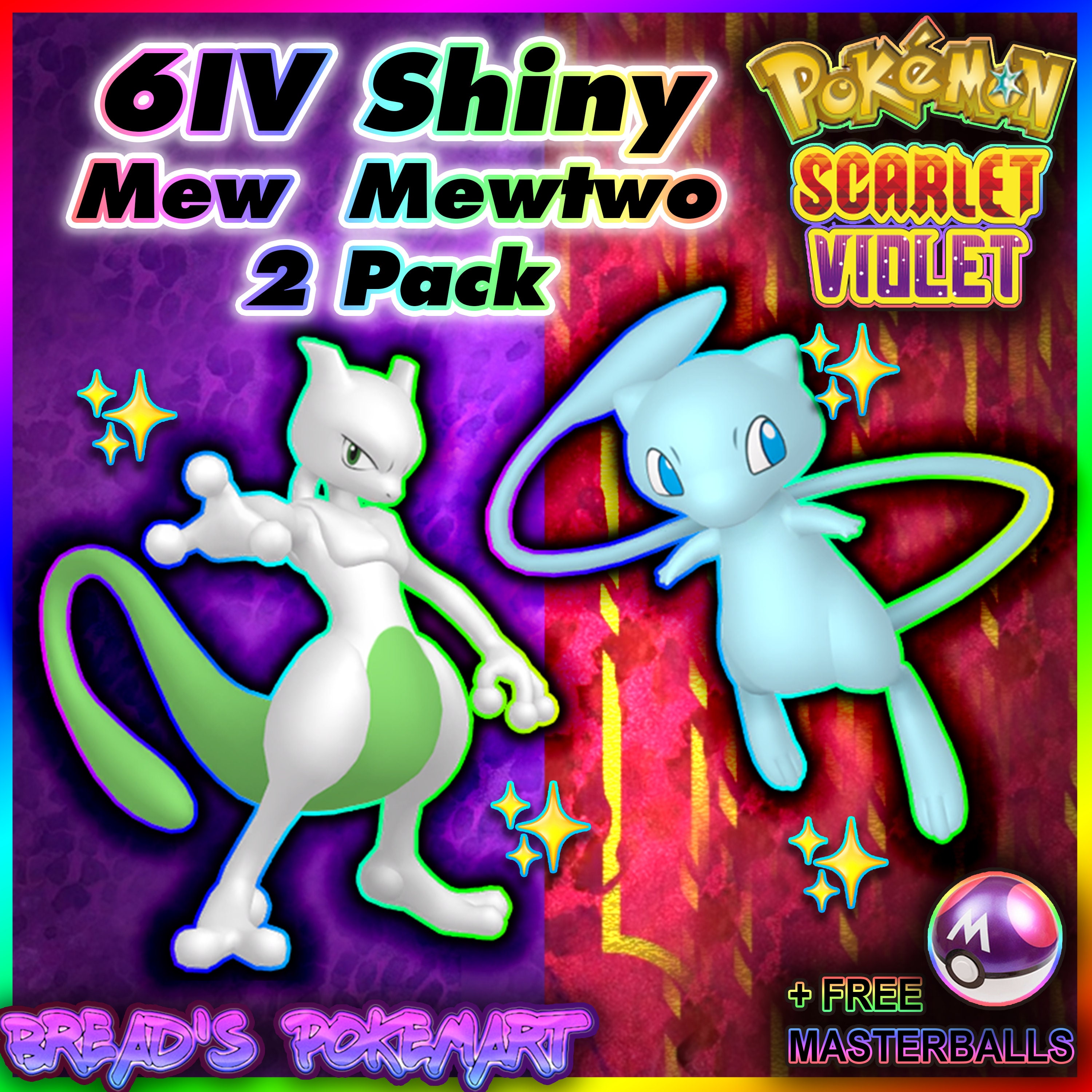 Shiny Mewtwo 6IV - Pokemon Let's Go Pikachu/Eevee Sword/Shield