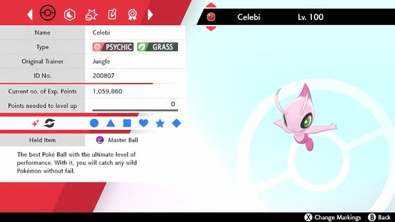 CELEBI Event Shiny 6IV Pokemon Sword and Shield lv100 Mythical -   Portugal