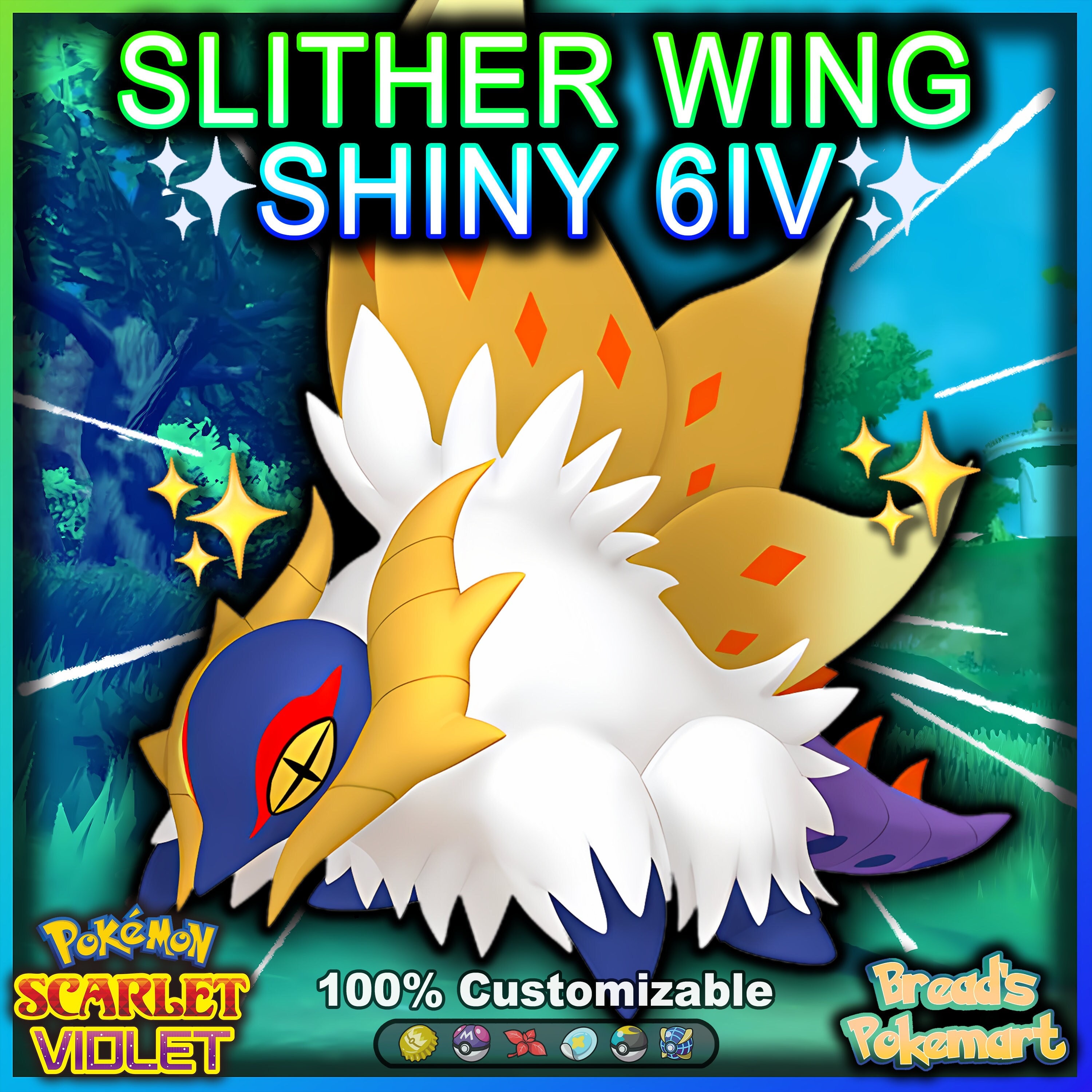 Shiny/non-shiny Slither Wing Past Paradox 6IV Pokémon 