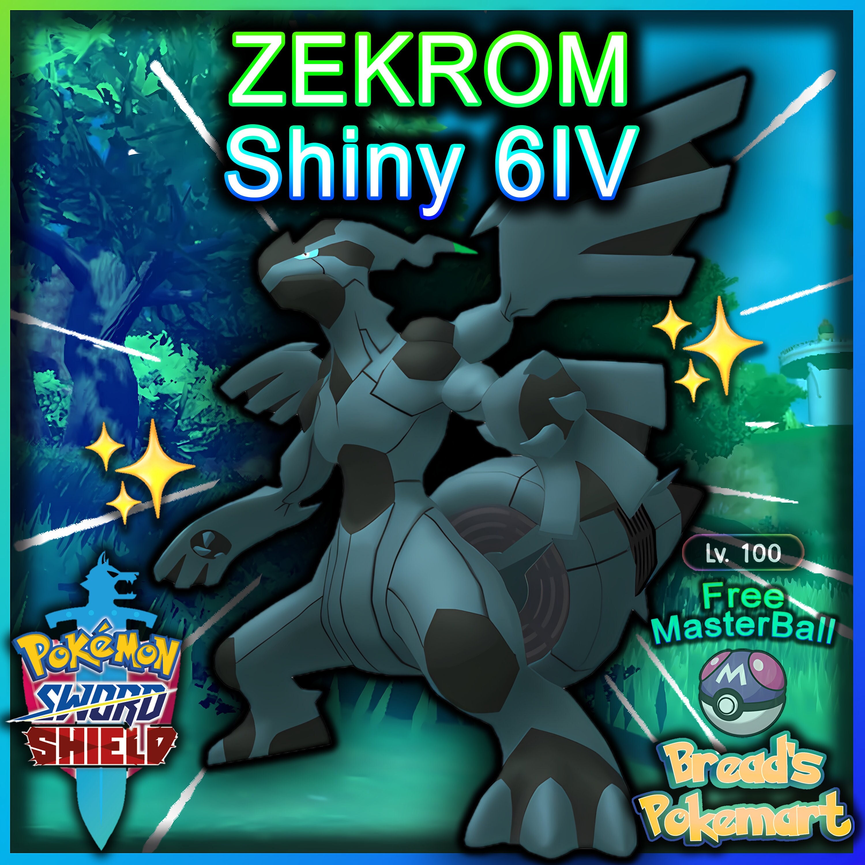 Pokemon Sword Shield / Ultra Shiny + 6IV Kyurem Reshiram Zekrom /w Master  Balls