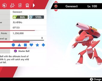 GENESECT ✨ Ultra SHINY 6IV ✨ Pokemon SWORD and SHIELD lv100 Event Mythical  +EVs