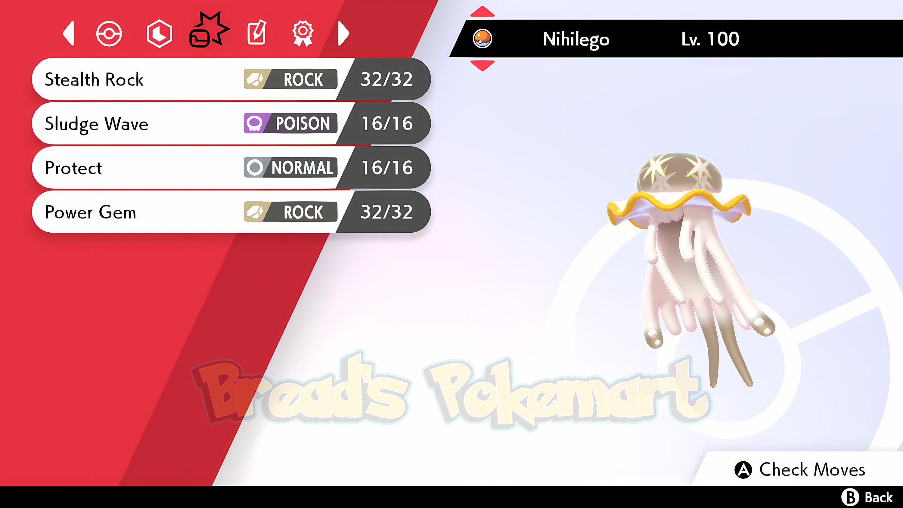 6IV Ultra Shiny Nihilego Pokemon Sword and Shield (Square Shiny