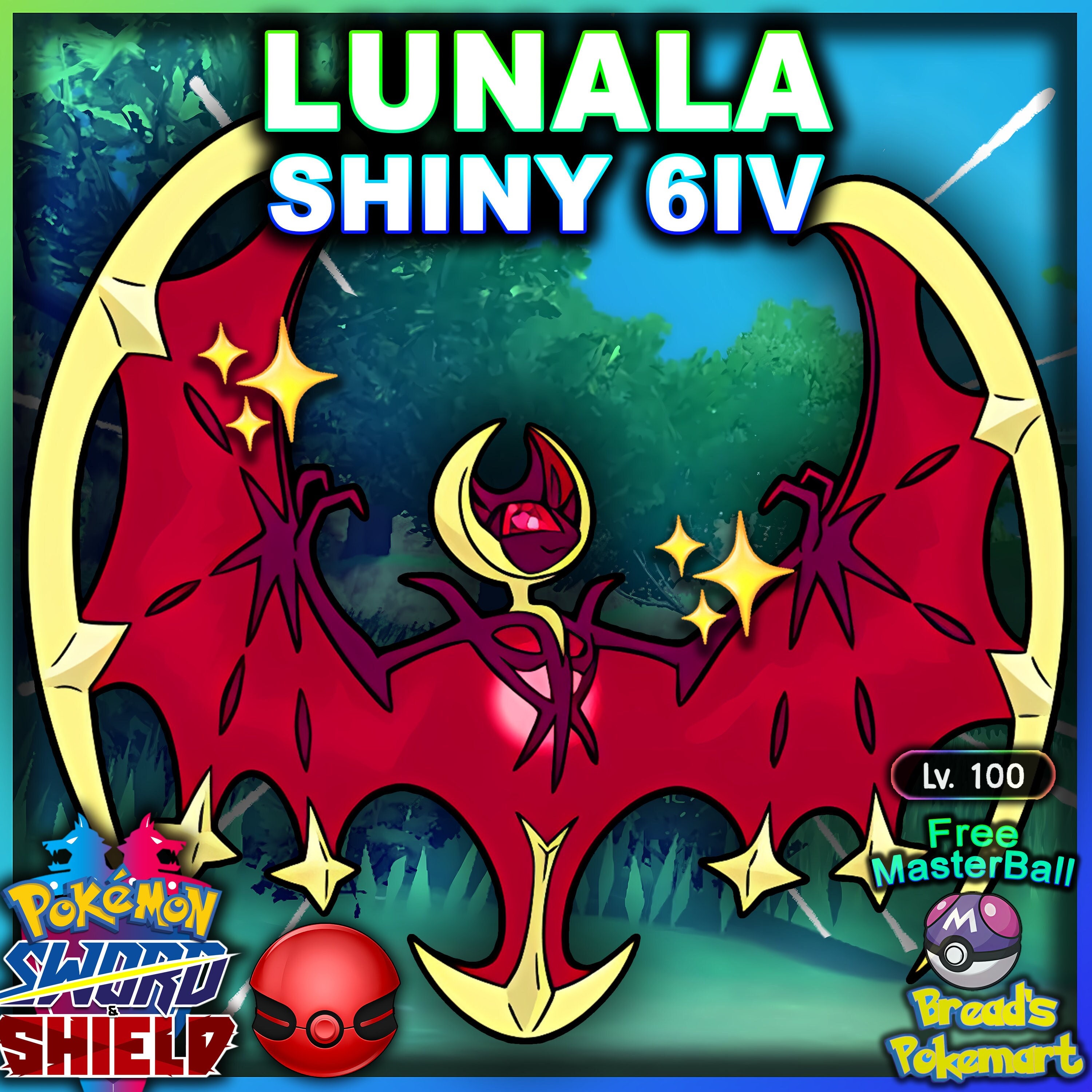 Shiny Lunala Event Pokemon for Pokemon For Sword & Shield on Switch
