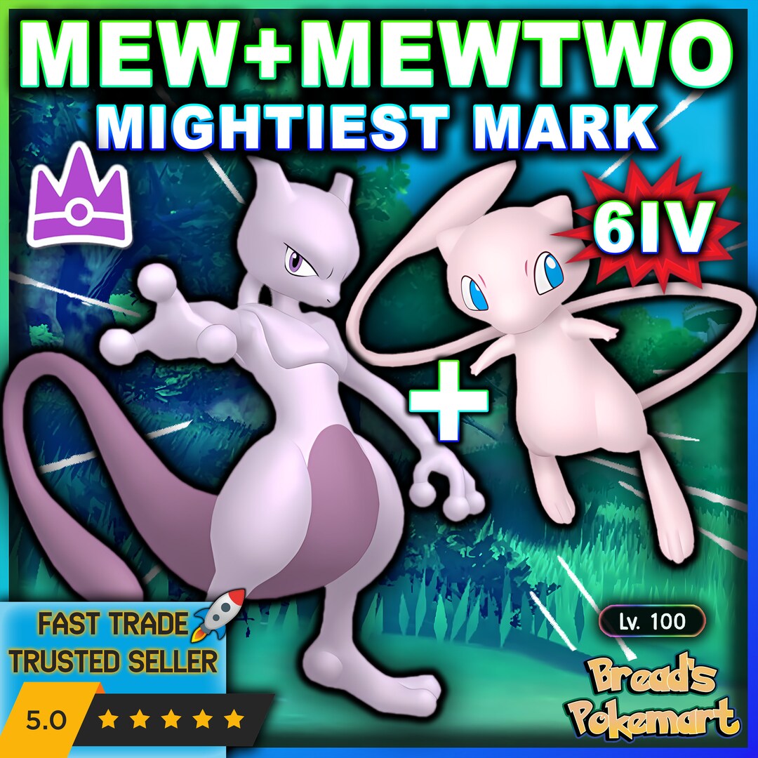 Mew Pokemon R6 MEWTWO MEW Unrivaled 6IV Pokemon Scarlet and Violet / Tera Raid ...
