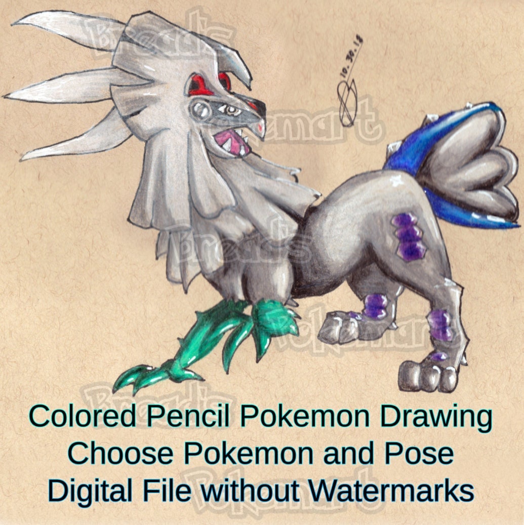 Dibujo Pokémon a lápiz de colores // Elige Pokémon o - Etsy México