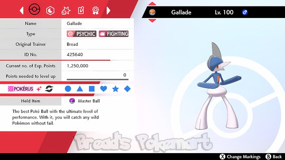 Shiny/non-shiny Ralts/gardevoir/gallade 6IV Pokémon 