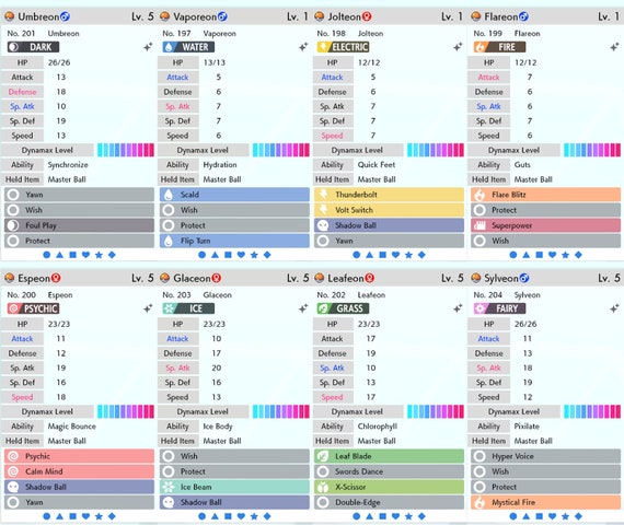 Shiny Eeveelutions 9-Pack / Alpha EV Trained Eevee Flareon -  Portugal