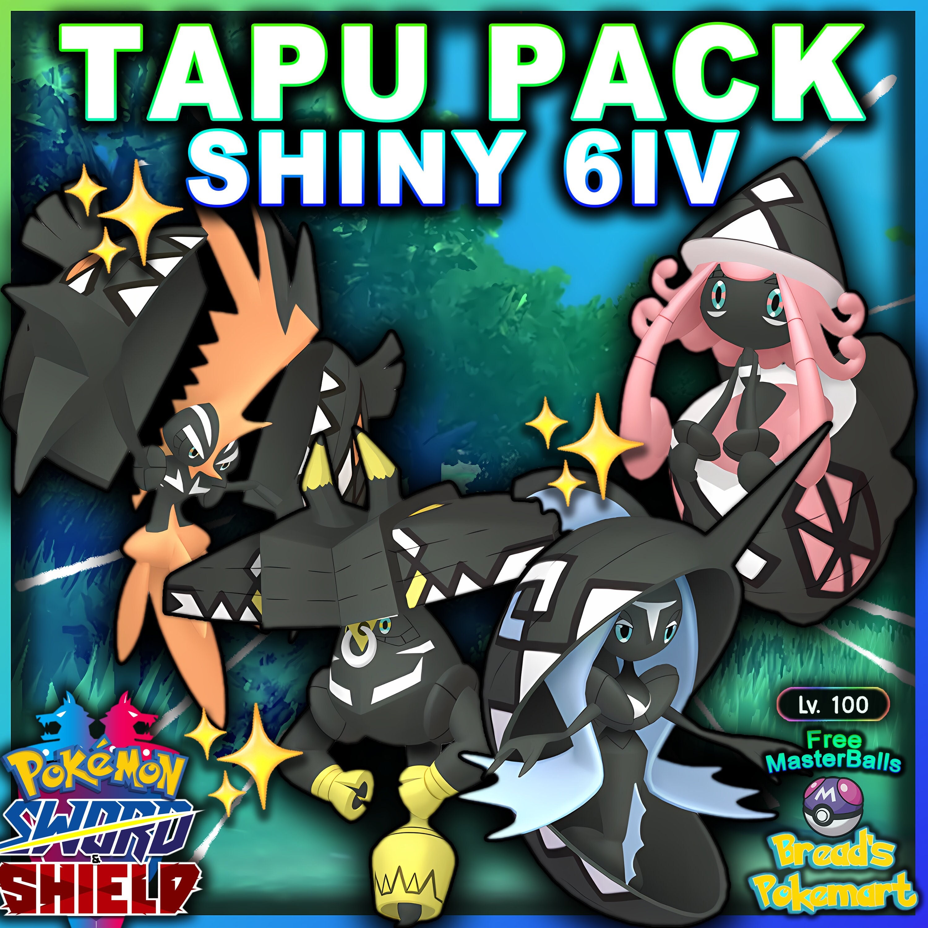 Shiny Tapu Koko 6IV Pokemon S/M US/UM Sword/shield Fast 