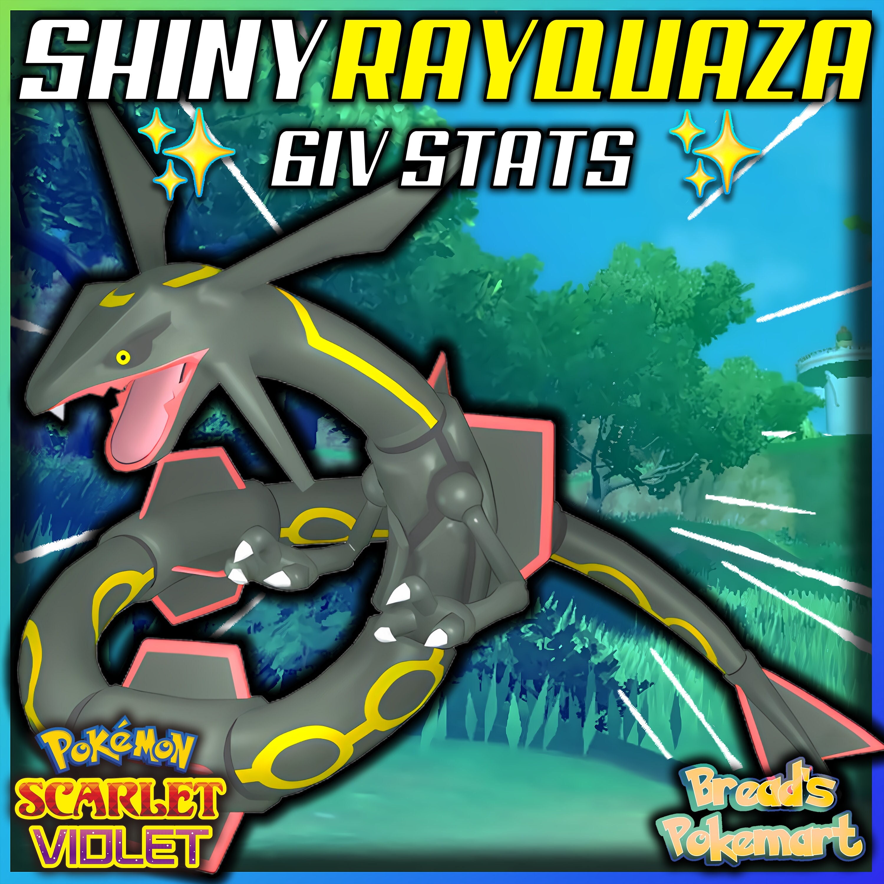 Shining Rayquaza Gold Holo Wotc Style Pokemon Art Card 