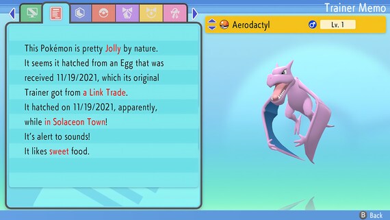 6IV Shiny Aerodactyl Pokemon Brilliant Diamond and Shining Pearl