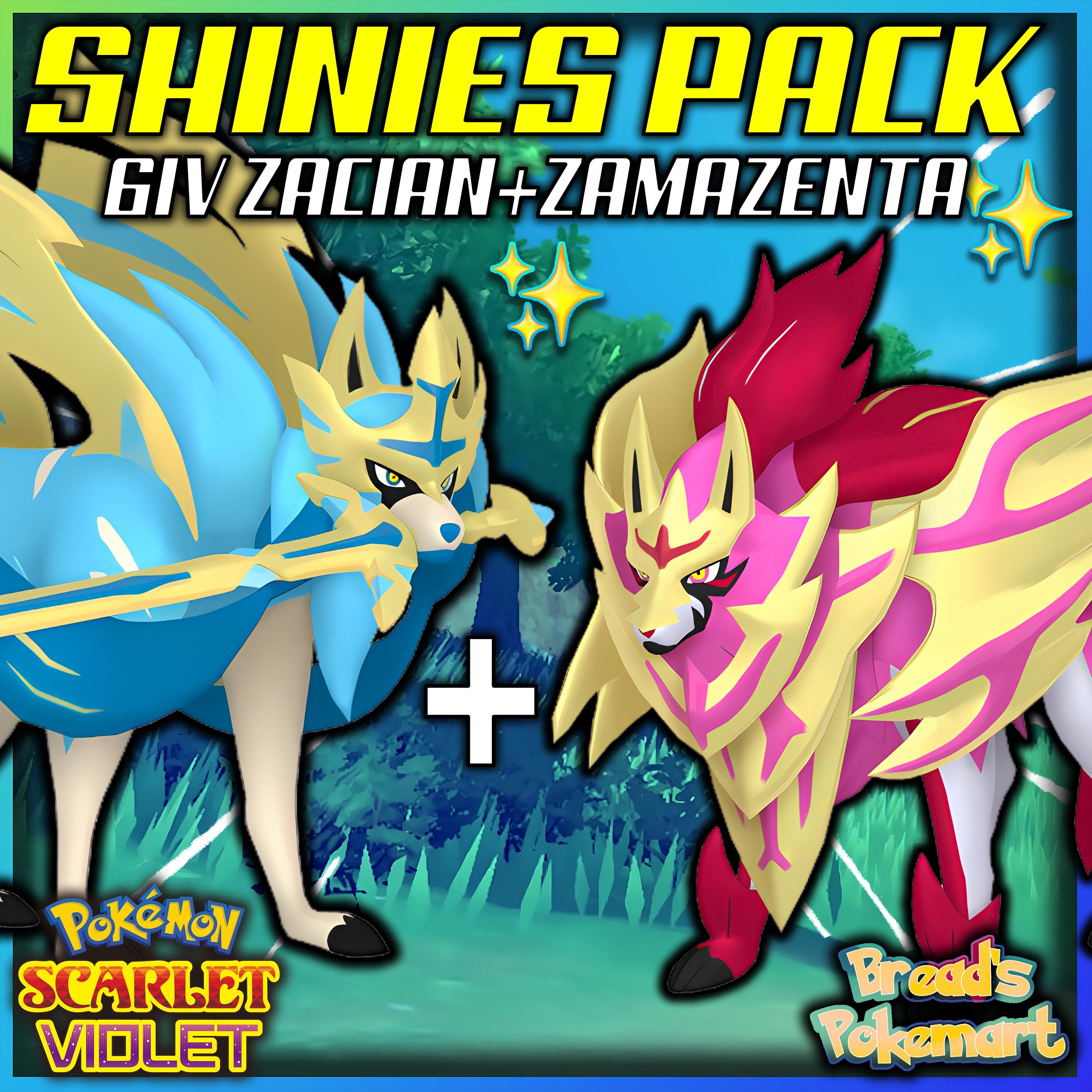 Shiny 6IV Eternatus + Shiny Zacian + Shiny Zamazenta + Shiny Gigantamax  GMAX Charizard + Shiny Blue Mew Bundle for Pokemon Sword, Shield, Scarlet,  and Violet - elymbmx