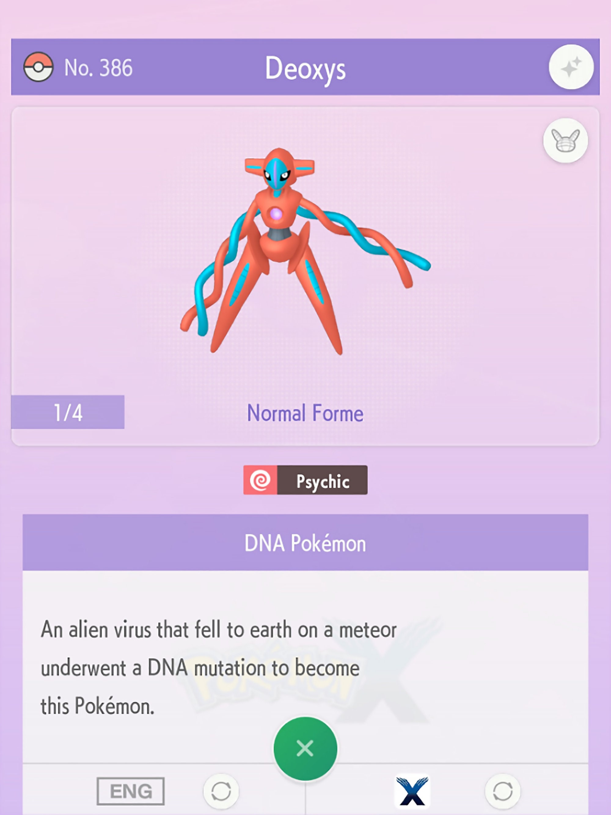 Deoxys, Pokédex