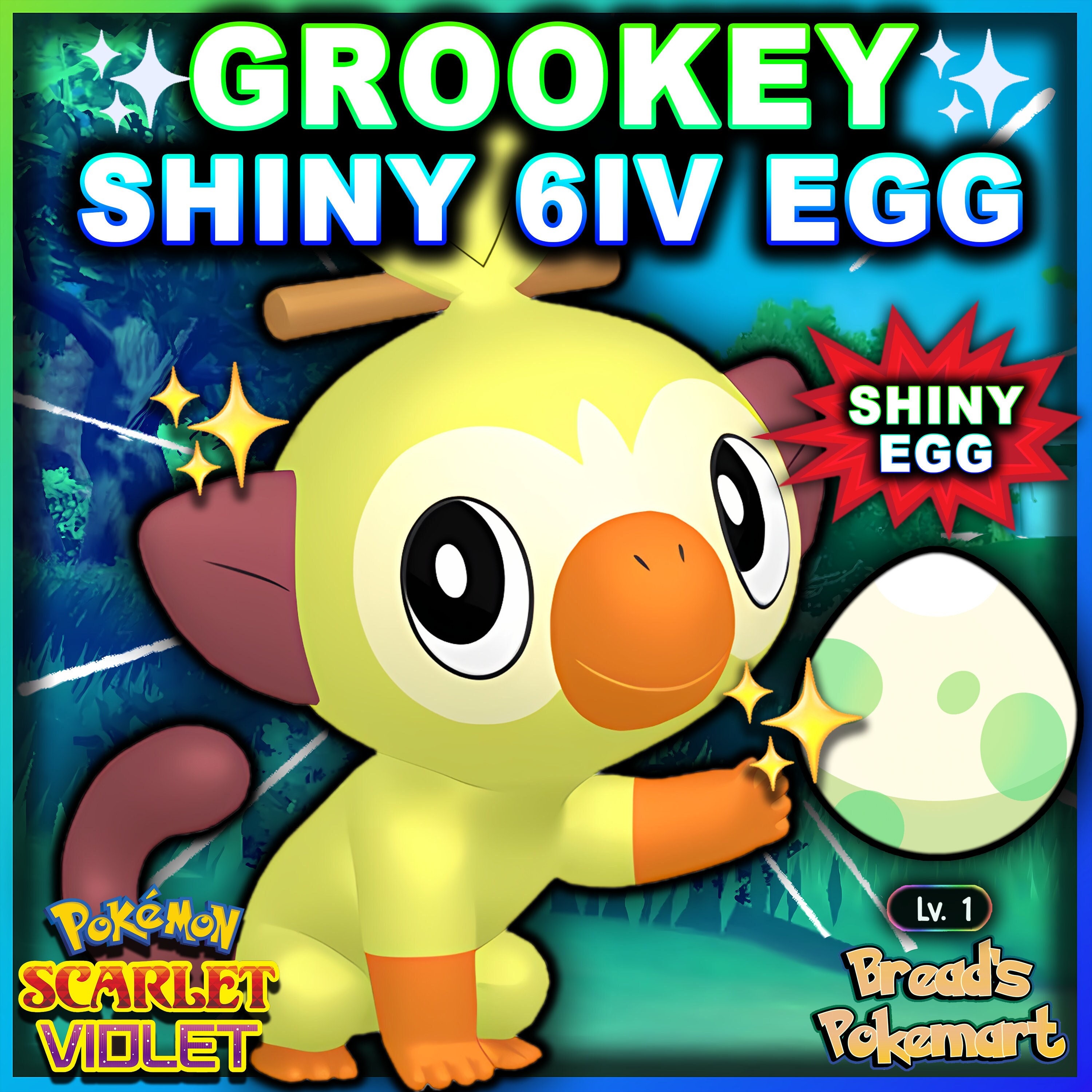 Shiny Grookey/Scorbunny/Sobble Starters Pack HA 6IV - Pokemon