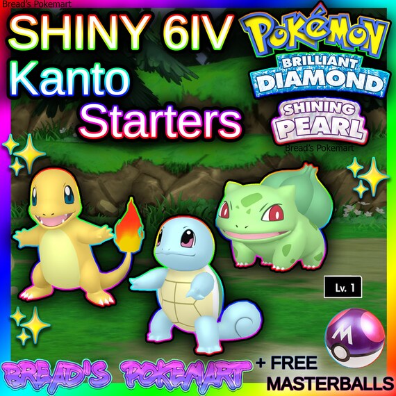 Shiny Bulbasaur/charmander/squirtle Starter Pack 6IV Pokemon 