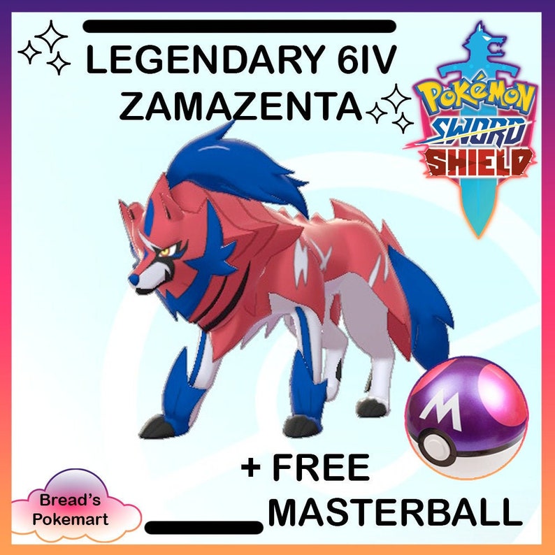 Pokemon Sword and Shield // 6IV LEGENDARY ZAMAZENTA // Can Etsy