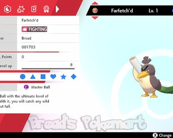 Pokemon Shiny Galarian Farfetch'd, Sirfetch'd - Tra'de - Describe