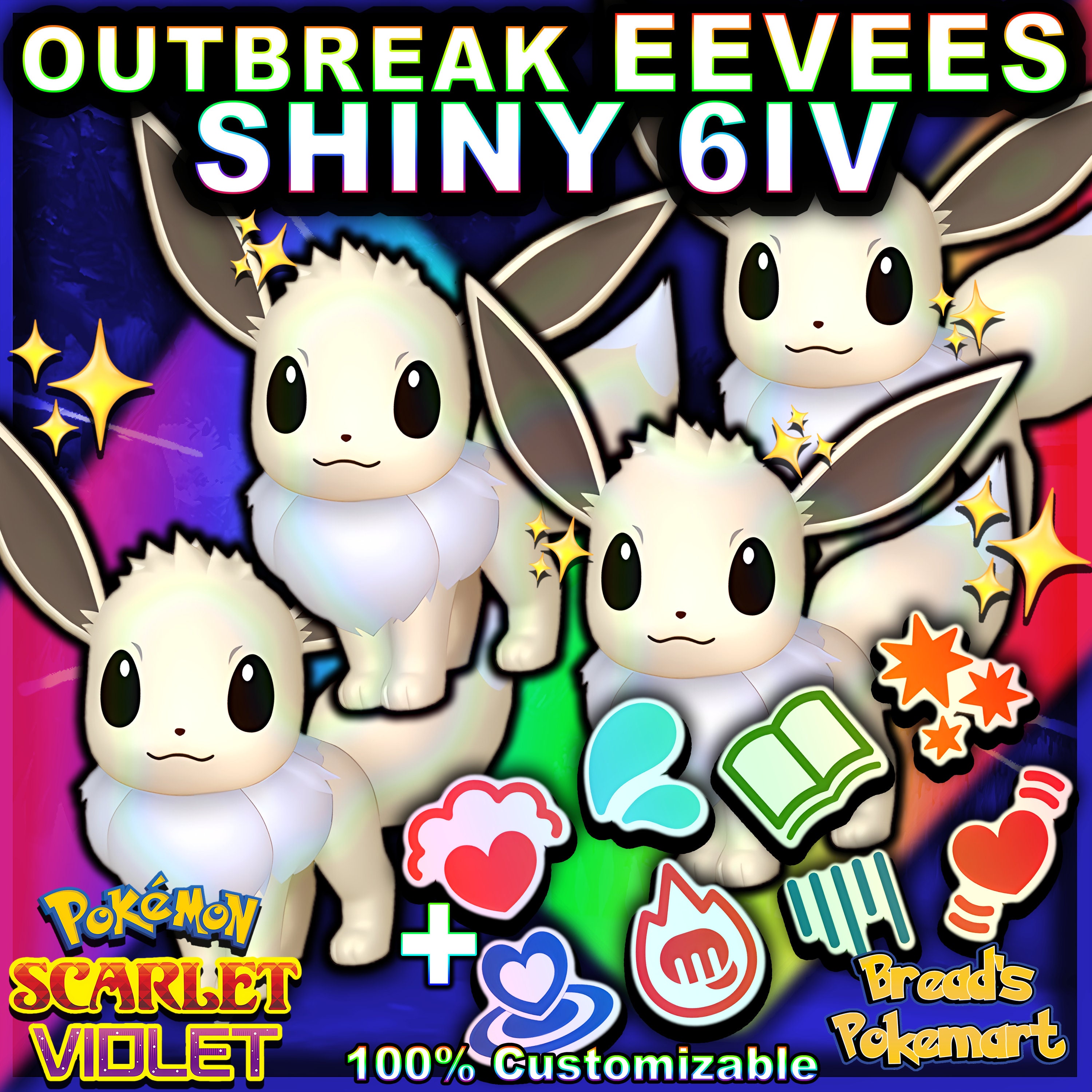 Eeveelutions Package (8x, 6IV, Shiny, Battle Ready) - Pokemon