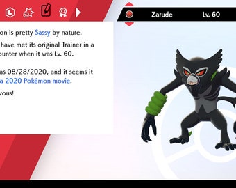 Pokemon Sword and Shield // UNMODIFIED Zarude and (Instant Download) 