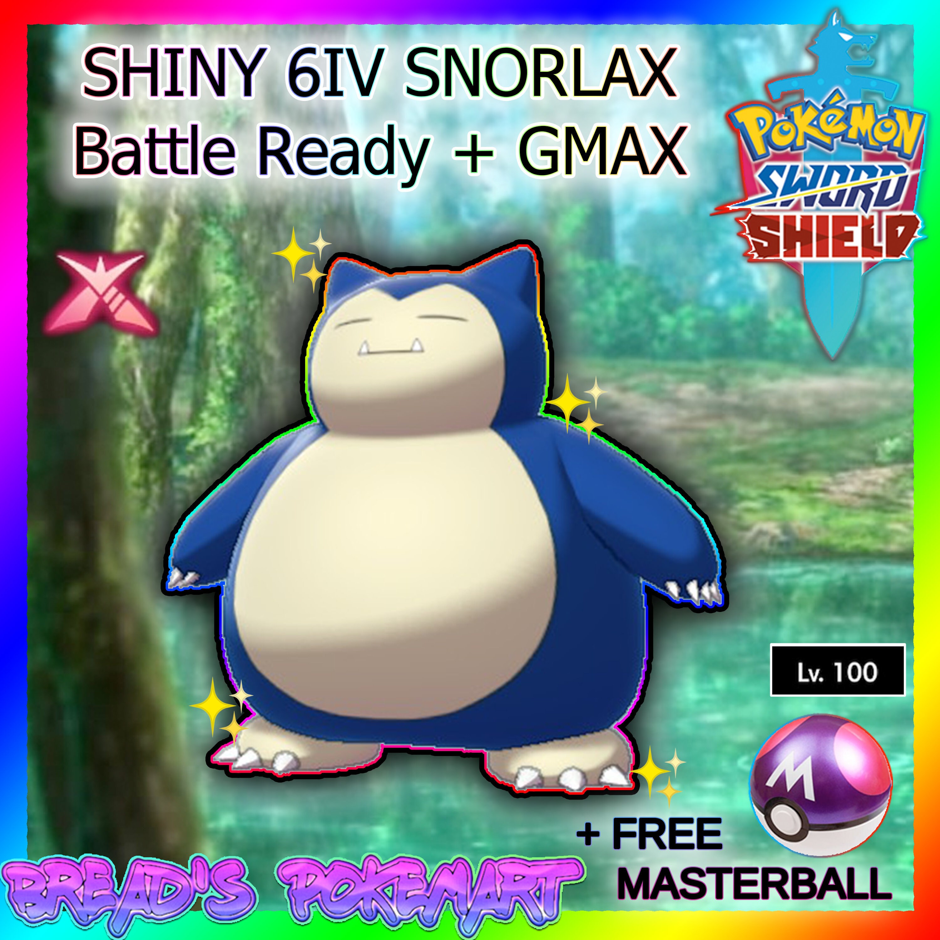 Pokemon Sword And Shield Shiny Gmax 6iv Snorlax Ready Etsy Canada