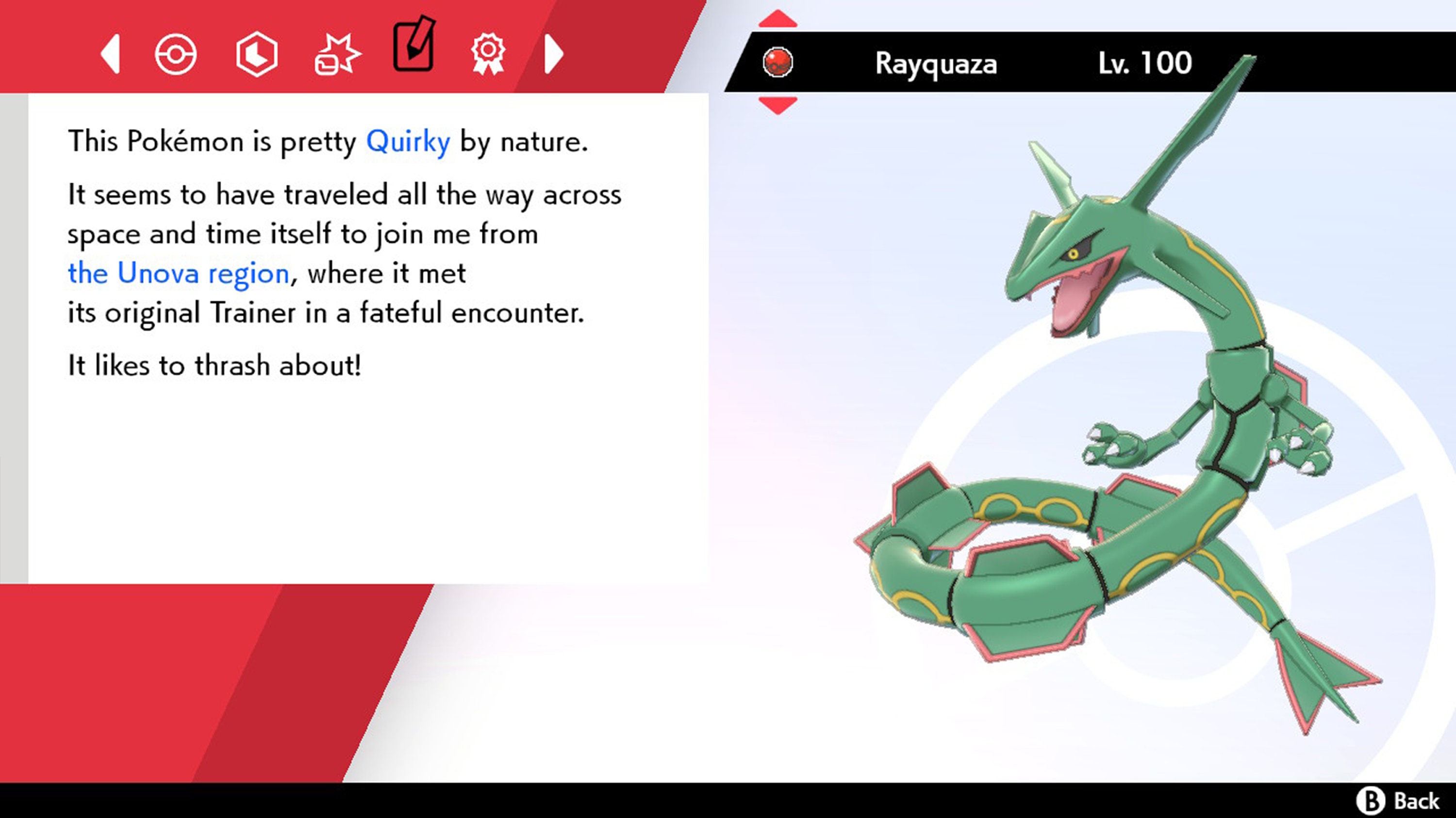 Pokémon GO screenshot of successfully caught Shiny Rayquaza